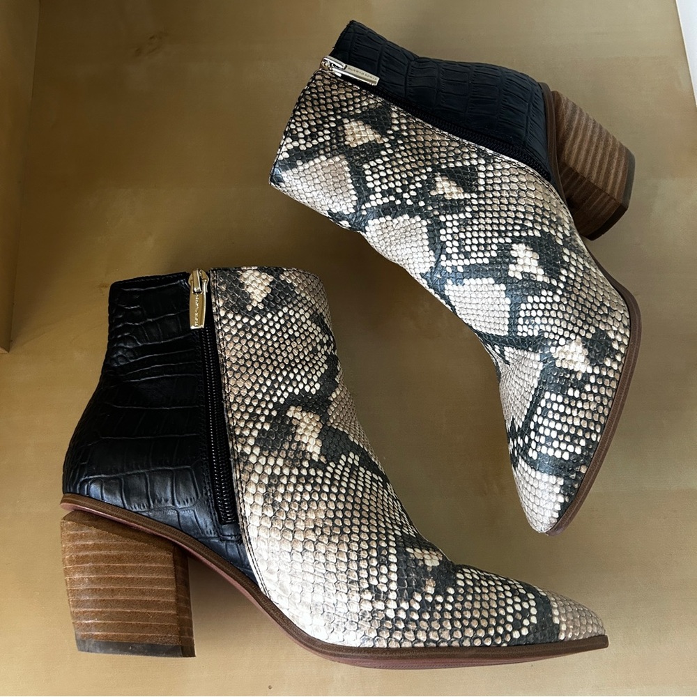 Vince Camuto Snakeprint Grasem Leather Ankle Booties - Picture 3 of 16